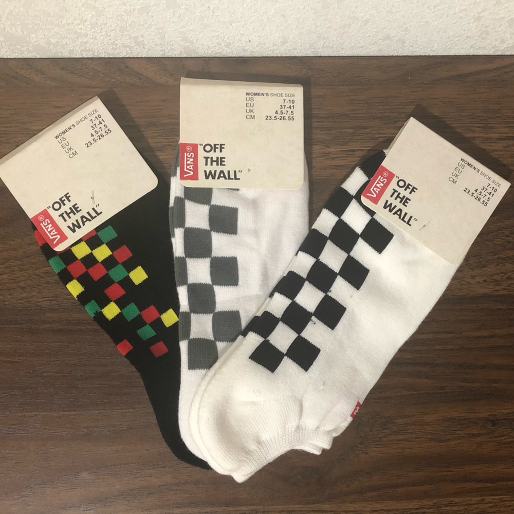 Vans Checker Men’s Ankle Socks 3 Pack Wholesale Misprint Size 6.5-9
